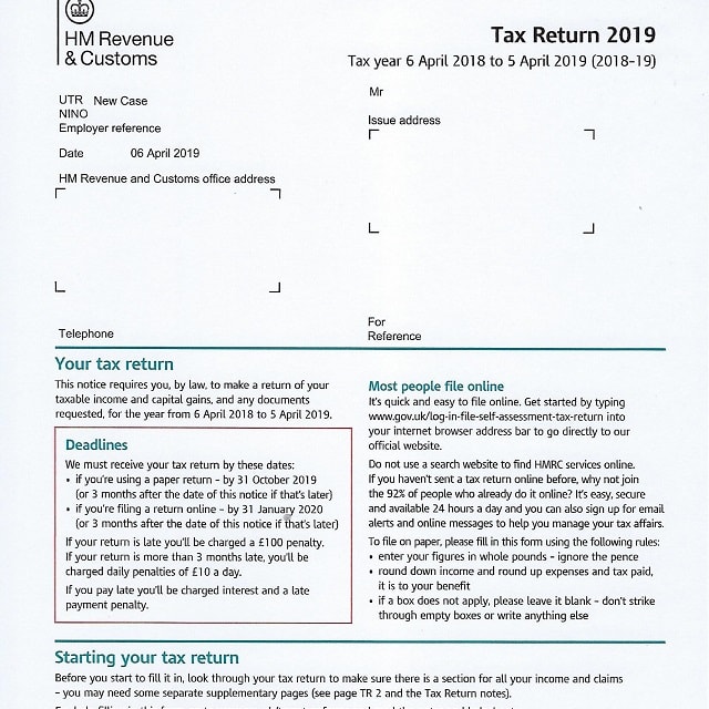 Hm Revenue And Customs Tax Return 2018 Tax Walls