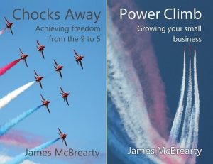 James McBrearty's books for small business owners - Chocks Away and Power Climb