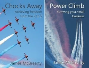 James McBrearty's books for small business owners - Chocks Away and Power Climb
