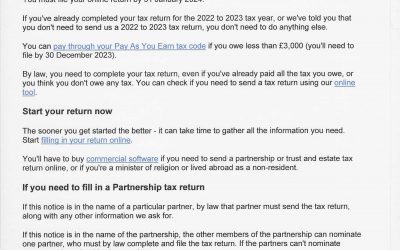 2023 SA316 – HMRC Notice to complete a tax return