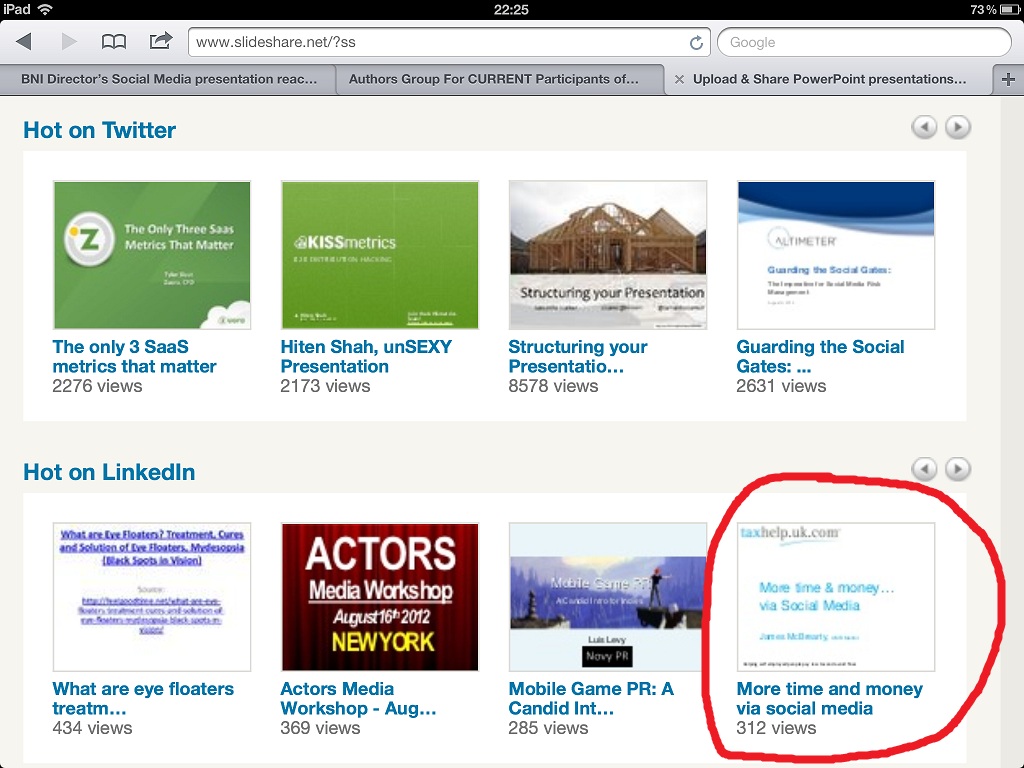 My 'More time & money via social media' presentation is the top one on LinkedIn!