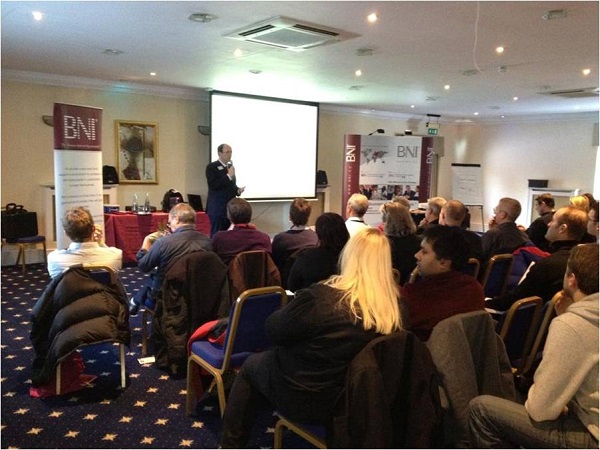 James McBrearty presenting to 100 business owners in Kent